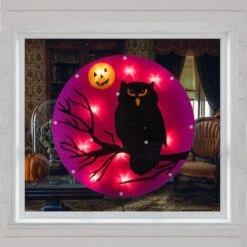 Northlight Lighted Owl Halloween Window Silhouette -Halloween Decor Shop D668628S 2