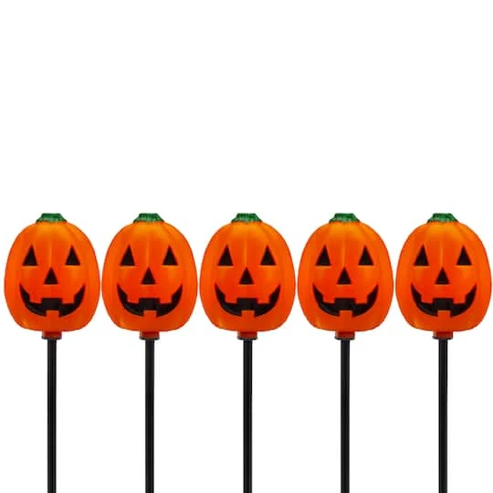 Northlight 5ct. Jack-O-Lantern Shaped Halloween Pathway Markers 2 Northlight 5ct. Jack-O-Lantern Shaped Halloween Pathway Markers - Image 2