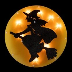 Northlight 13.75" Lighted Witch On Broomstick Halloween Window Silhouette -Halloween Decor Shop D668634S 3