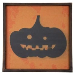 Northlight 15.75" Black Jack O Lantern Silhouette Halloween Wall Hanging