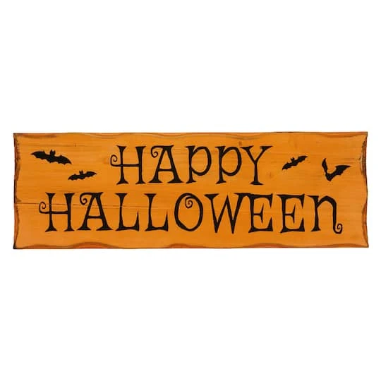 Northlight 24" Wooden 'Happy Halloween' Wall Sign With Bats 1 Northlight 24" Wooden 'Happy Halloween' Wall Sign With Bats