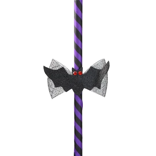 Northlight 29" Purple & Black Striped Animated Witches Halloween Broom With Bat Accents 4 Northlight 29" Purple & Black Striped Animated Witches Halloween Broom With Bat Accents - Image 4