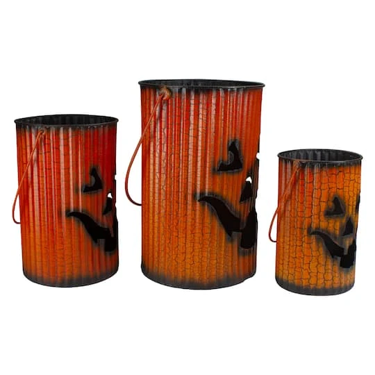 Northlight 3 Piece Black & Orange Metal Pumpkin Lantern Halloween Decoration Set 3 Northlight 3 Piece Black & Orange Metal Pumpkin Lantern Halloween Decoration Set - Image 3