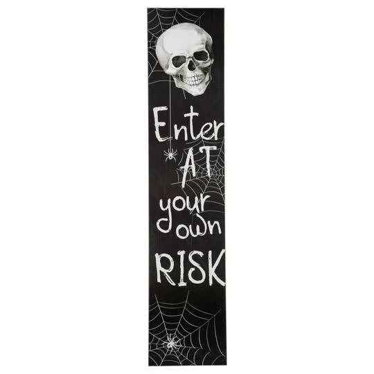 Northlight 36" Black & White Enter At Your Own Risk Wood Halloween Wall Sign 1 Northlight 36" Black & White Enter At Your Own Risk Wood Halloween Wall Sign
