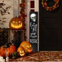 Northlight 36" Black & White Enter At Your Own Risk Wood Halloween Wall Sign 7 Northlight 36" Black & White Enter At Your Own Risk Wood Halloween Wall Sign -Halloween Decor Shop D668659S 2