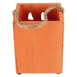Northlight 6" Orange Wood Jack-O-Lantern Halloween Candle Lantern -Halloween Decor Shop D668667S 5