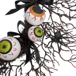 Northlight 24'' Unlit Eyeballs And Spiders Halloween Twig Wreath 8 Northlight 24'' Unlit Eyeballs And Spiders Halloween Twig Wreath -Halloween Decor Shop D668677S 3