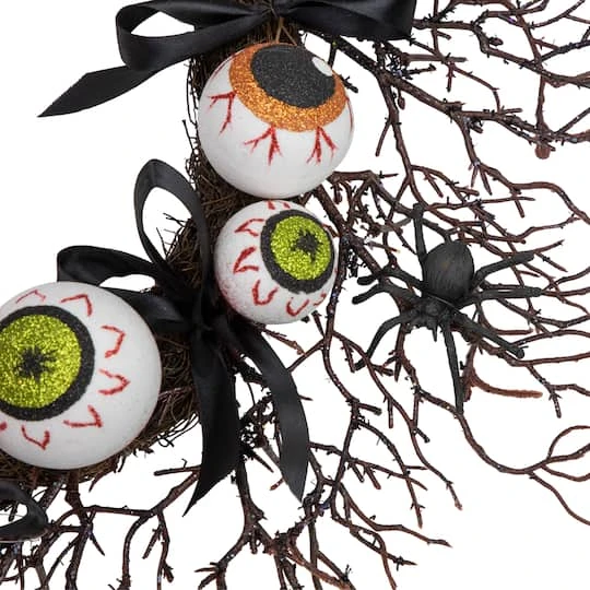Northlight 24'' Unlit Eyeballs And Spiders Halloween Twig Wreath 4 Northlight 24'' Unlit Eyeballs And Spiders Halloween Twig Wreath - Image 4