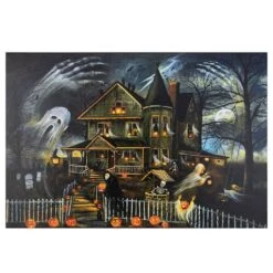 Northlight LED Lighted Creepy Haunted House Halloween Canvas Wall Art