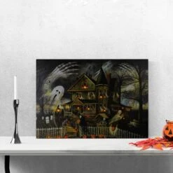 Northlight LED Lighted Creepy Haunted House Halloween Canvas Wall Art -Halloween Decor Shop D668679S 2