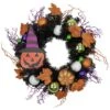 Northlight 24'' Unlit Jack-O-Lantern In Witches Hat Halloween Pine Wreath 11 Northlight 24'' Unlit Jack-O-Lantern In Witches Hat Halloween Pine Wreath -Halloween Decor Shop D668680S 1