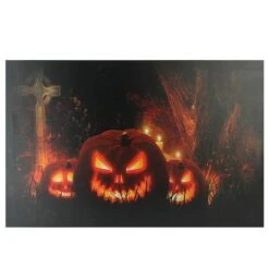 Northlight LED Lighted Jack-O-Lanterns In A Cemetery Halloween Canvas Wall Art