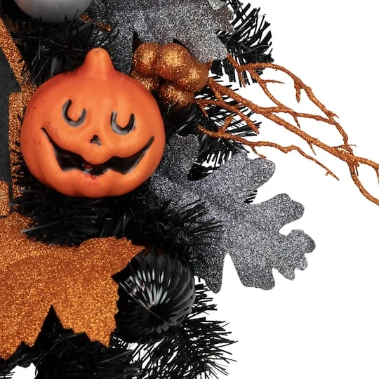 Northlight 24'' Unlit Orange And Black Haunted House Halloween Wreath 4 Northlight 24'' Unlit Orange And Black Haunted House Halloween Wreath - Image 4