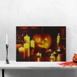 Northlight Orange And Yellow LED Lighted Witch's Jack-O'-Lantern Halloween Wall Art 6 Northlight Orange And Yellow LED Lighted Witch's Jack-O'-Lantern Halloween Wall Art -Halloween Decor Shop D668685S 2