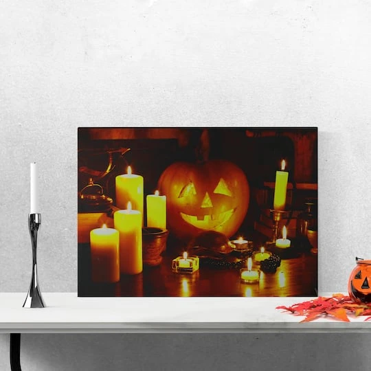 Northlight Orange And Yellow LED Lighted Witch's Jack-O'-Lantern Halloween Wall Art 3 Northlight Orange And Yellow LED Lighted Witch's Jack-O'-Lantern Halloween Wall Art - Image 3