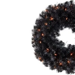 Northlight 24'' Pre-Lit Black Noble Spruce Artificial Halloween Wreath 10 Northlight 24'' Pre-Lit Black Noble Spruce Artificial Halloween Wreath -Halloween Decor Shop D668690S 4