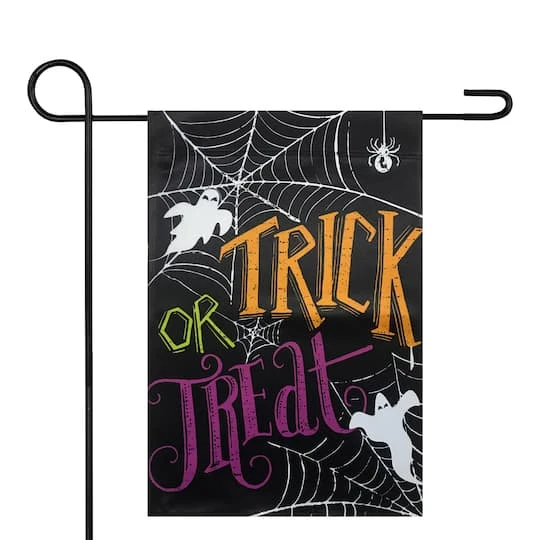 Northlight 12.5" X 18" Spider Webs & Ghosts Trick Or Treat Outdoor Garden Flag 2 Northlight 12.5" X 18" Spider Webs & Ghosts Trick Or Treat Outdoor Garden Flag - Image 2