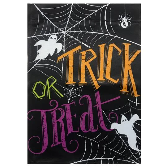 Northlight 12.5" X 18" Spider Webs & Ghosts Trick Or Treat Outdoor Garden Flag 3 Northlight 12.5" X 18" Spider Webs & Ghosts Trick Or Treat Outdoor Garden Flag - Image 3