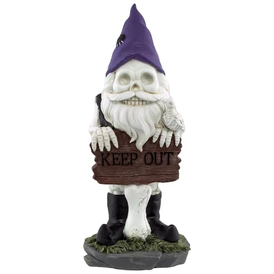 Northlight 11.75" Gnome Skeleton "Keep Out" Halloween Decoration 1 Northlight 11.75" Gnome Skeleton "Keep Out" Halloween Decoration
