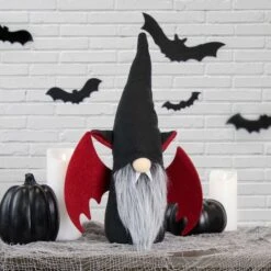 Northlight 18" Male Black & Red Halloween Gnome With Bat Wings
