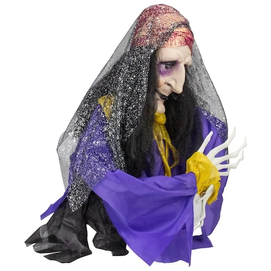 Northlight 20" Lighted & Animated Fortune Teller Halloween Decoration 3 Northlight 20" Lighted & Animated Fortune Teller Halloween Decoration - Image 3