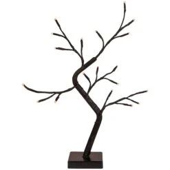 Northlight 15" LED Lighted Black Weeping Halloween Twig Tree, Orange Lights