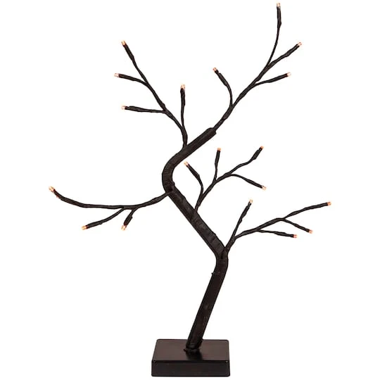 Northlight 15" LED Lighted Black Weeping Halloween Twig Tree, Orange Lights 1 Northlight 15" LED Lighted Black Weeping Halloween Twig Tree, Orange Lights