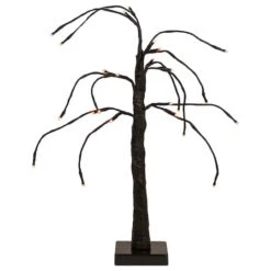 Northlight 24" LED Lighted Black Weeping Halloween Twig Tree, Orange Lights -Halloween Decor Shop D668716S 1 1