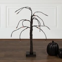 Northlight 24" LED Lighted Black Weeping Halloween Twig Tree, Orange Lights -Halloween Decor Shop D668716S 2