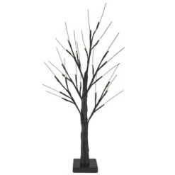 Northlight 24" LED Lighted Black Halloween Twig Tree, Warm White Lights