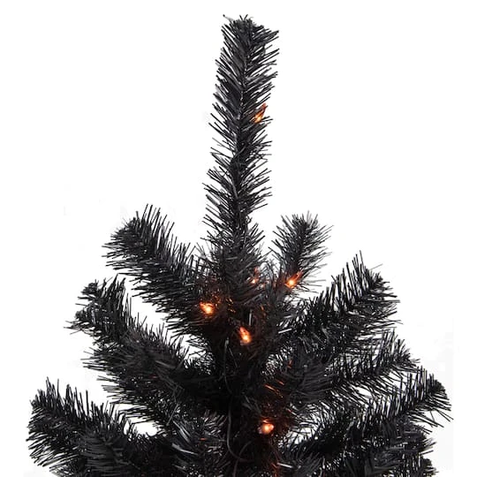 Northlight 3ft. Pre-Lit Black Noble Spruce Artificial Halloween Tree, Orange Lights 3 Northlight 3ft. Pre-Lit Black Noble Spruce Artificial Halloween Tree, Orange Lights - Image 3