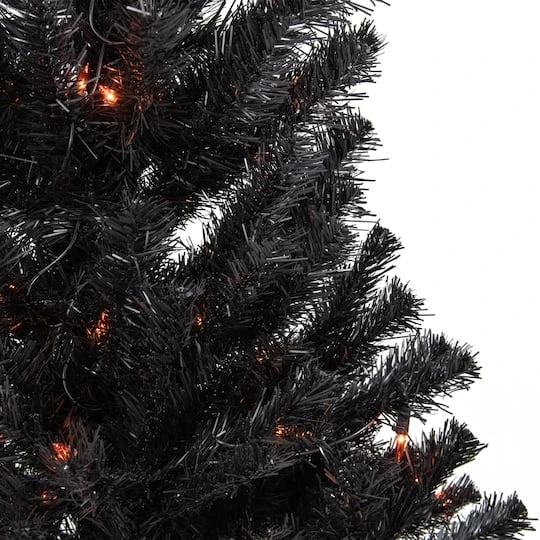 Northlight 3ft. Pre-Lit Black Noble Spruce Artificial Halloween Tree, Orange Lights 4 Northlight 3ft. Pre-Lit Black Noble Spruce Artificial Halloween Tree, Orange Lights - Image 4