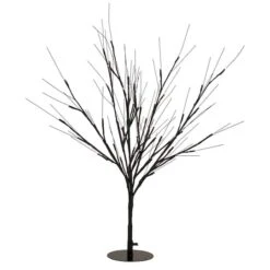 Northlight 39" LED Lighted Black Halloween Twig Tree, Warm White Lights