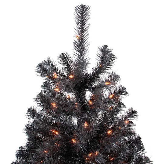 Northlight 4ft. Pre-Lit Black Noble Spruce Artificial Halloween Tree, Orange Lights 3 Northlight 4ft. Pre-Lit Black Noble Spruce Artificial Halloween Tree, Orange Lights - Image 3