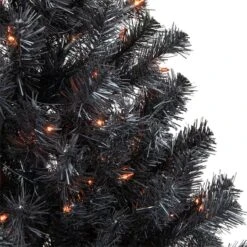 Northlight 4ft. Pre-Lit Black Noble Spruce Artificial Halloween Tree, Orange Lights 9 Northlight 4ft. Pre-Lit Black Noble Spruce Artificial Halloween Tree, Orange Lights -Halloween Decor Shop D668722S 3