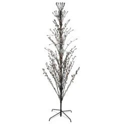 Northlight 9ft. Pre-Lit Black Cascade Outdoor Halloween Twig Tree, Orange Lights -Halloween Decor Shop D668726S 1 1