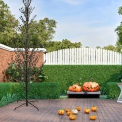 Northlight 9ft. Pre-Lit Black Cascade Outdoor Halloween Twig Tree, Orange Lights -Halloween Decor Shop D668726S 3