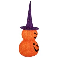 Northlight 30" Pop Up Lighted Tinsel Stacked Jack-O-Lanterns Halloween Decoration -Halloween Decor Shop D668732S 2