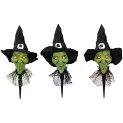 Northlight Smirking Witch Halloween Pathway Markers Set, 3ct.
