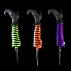 Northlight Striped Witch Leg Halloween Pathway Markers Set, 3ct. 8 Northlight Striped Witch Leg Halloween Pathway Markers Set, 3ct. -Halloween Decor Shop D668739S 3
