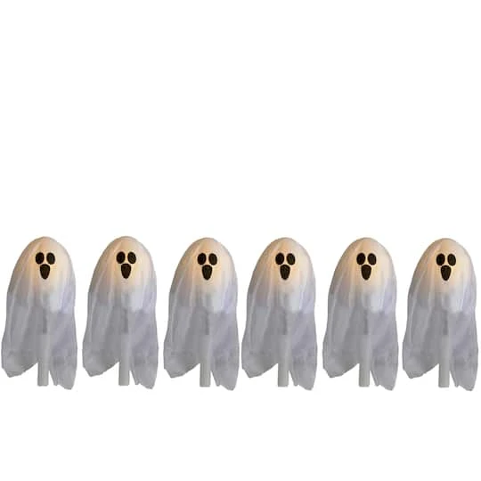 Northlight 30" LED Lighted White Ghost Outdoor Halloween Lawn Stakes Set, 6ct. 1 Northlight 30" LED Lighted White Ghost Outdoor Halloween Lawn Stakes Set, 6ct.