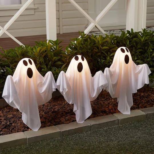 Northlight 30" LED Lighted White Ghost Outdoor Halloween Lawn Stakes Set, 6ct. 3 Northlight 30" LED Lighted White Ghost Outdoor Halloween Lawn Stakes Set, 6ct. - Image 3