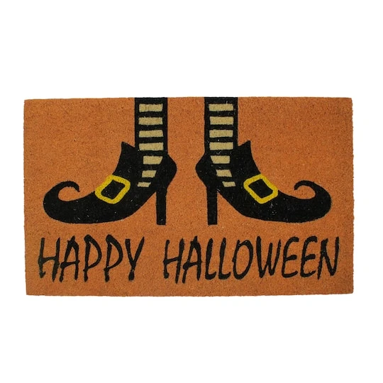 Northlight Wicked Witch Shoes "Happy Halloween" Coir Doormat, 18" X 30" 1 Northlight Wicked Witch Shoes "Happy Halloween" Coir Doormat, 18" X 30"