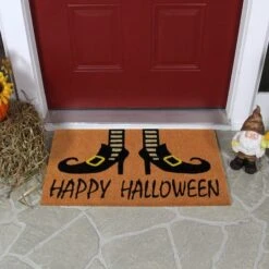 Northlight Wicked Witch Shoes "Happy Halloween" Coir Doormat, 18" X 30" 7 Northlight Wicked Witch Shoes "Happy Halloween" Coir Doormat, 18" X 30" -Halloween Decor Shop D668741S 3