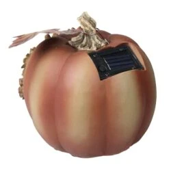 Northlight 7.5" Brown Solar Powered Floral Pumpkin Outdoor Decoration -Halloween Decor Shop D668773S 3
