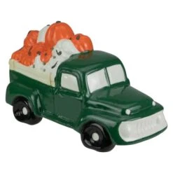 Northlight 9.5" LED Lighted Green Ceramic Truck Hauling Pumpkins Autumn Harvest Decoration -Halloween Decor Shop D668784S 1 1
