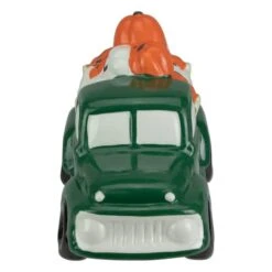 Northlight 9.5" LED Lighted Green Ceramic Truck Hauling Pumpkins Autumn Harvest Decoration -Halloween Decor Shop D668784S 2
