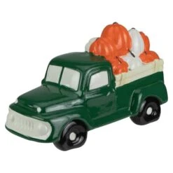 Northlight 9.5" LED Lighted Green Ceramic Truck Hauling Pumpkins Autumn Harvest Decoration -Halloween Decor Shop D668784S 3
