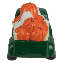 Northlight 9.5" LED Lighted Green Ceramic Truck Hauling Pumpkins Autumn Harvest Decoration -Halloween Decor Shop D668784S 4