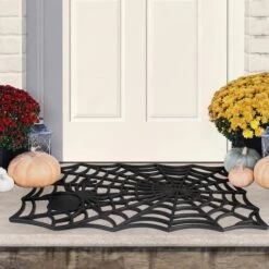 Northlight Black Spider Web Rectangular Halloween Doormat 8 Northlight Black Spider Web Rectangular Halloween Doormat -Halloween Decor Shop D668817S 2